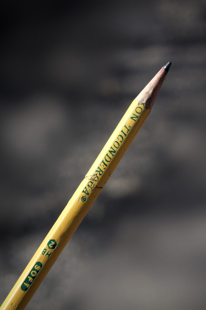 A pencil held at an angle
