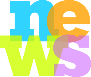 Colorful arangement of the word new, two letters and two letters below acrosss