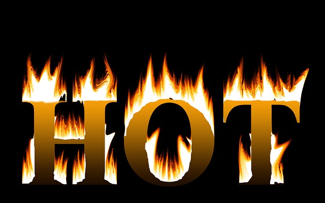 Letters HOT with flames atop and below each letter